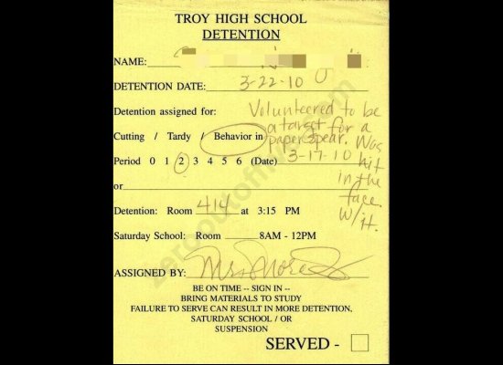 Trophy Detention Slips